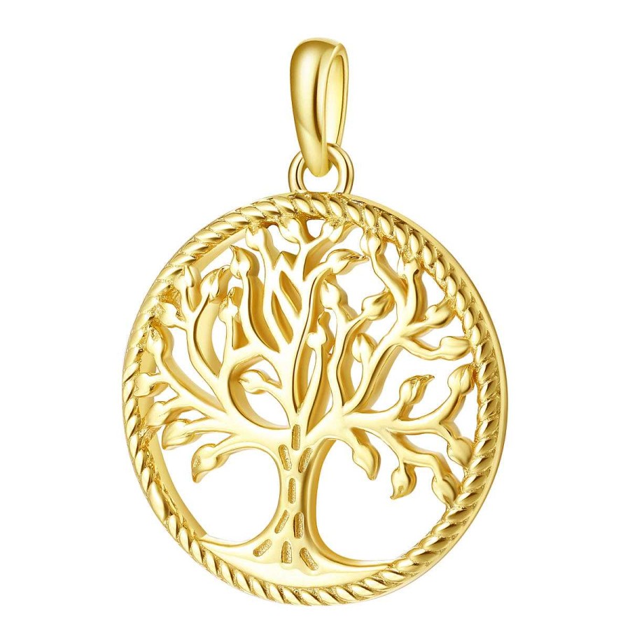 Ketten Hey Happiness | Baum Des Lebens Anh Nger Sterlingsilber In Gold