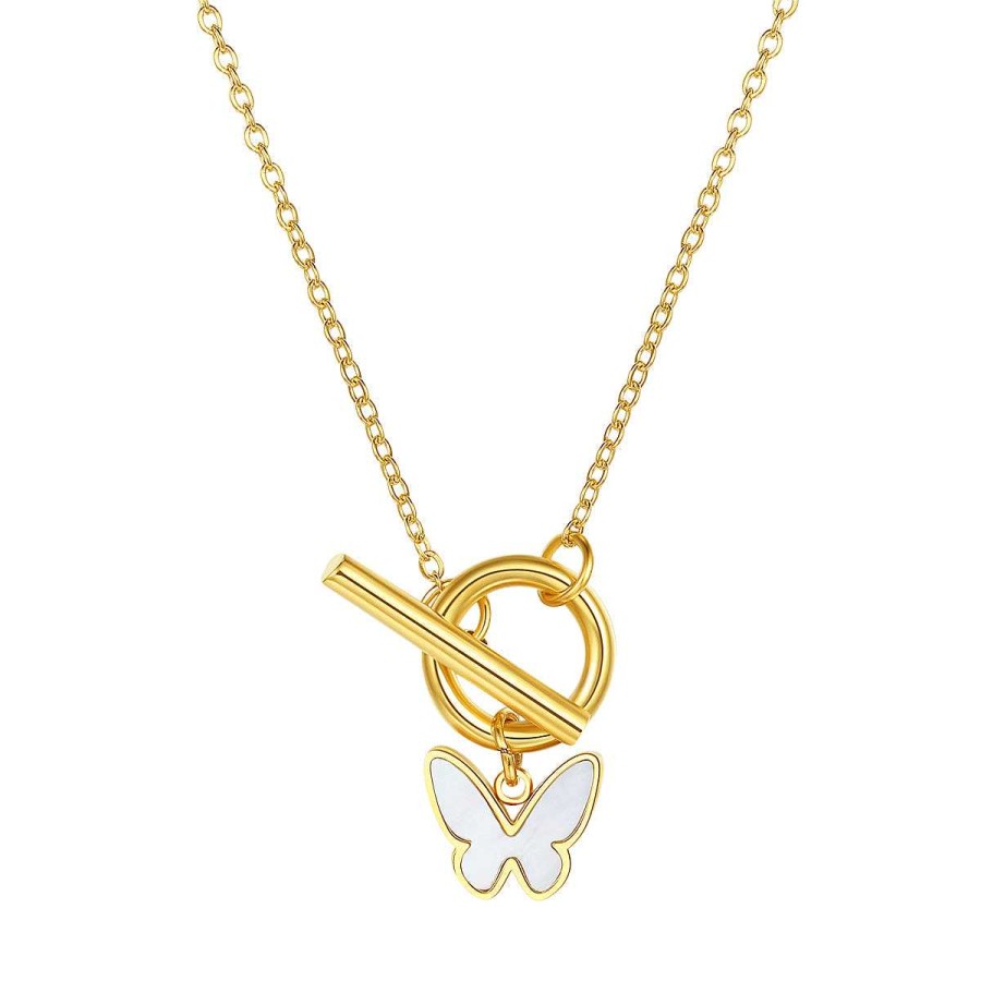 Ketten Hey Happiness | Schmetterling Kette Mit Knebelverschluss In Gold