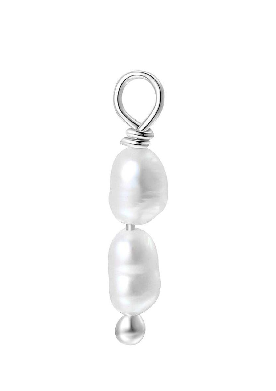 Ohrringe Hey Happiness | Doppelte Perlen Charm Creolen Sterlingsilber Silver