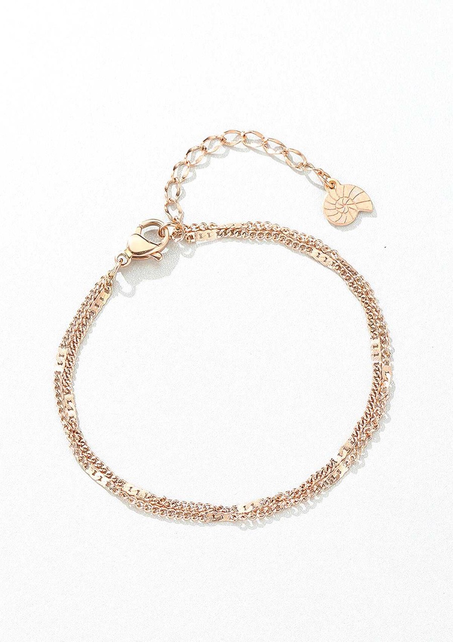 Armb Nder Hey Happiness | Panzerkette Armband Zweireihig In Rosegold Rose Gold