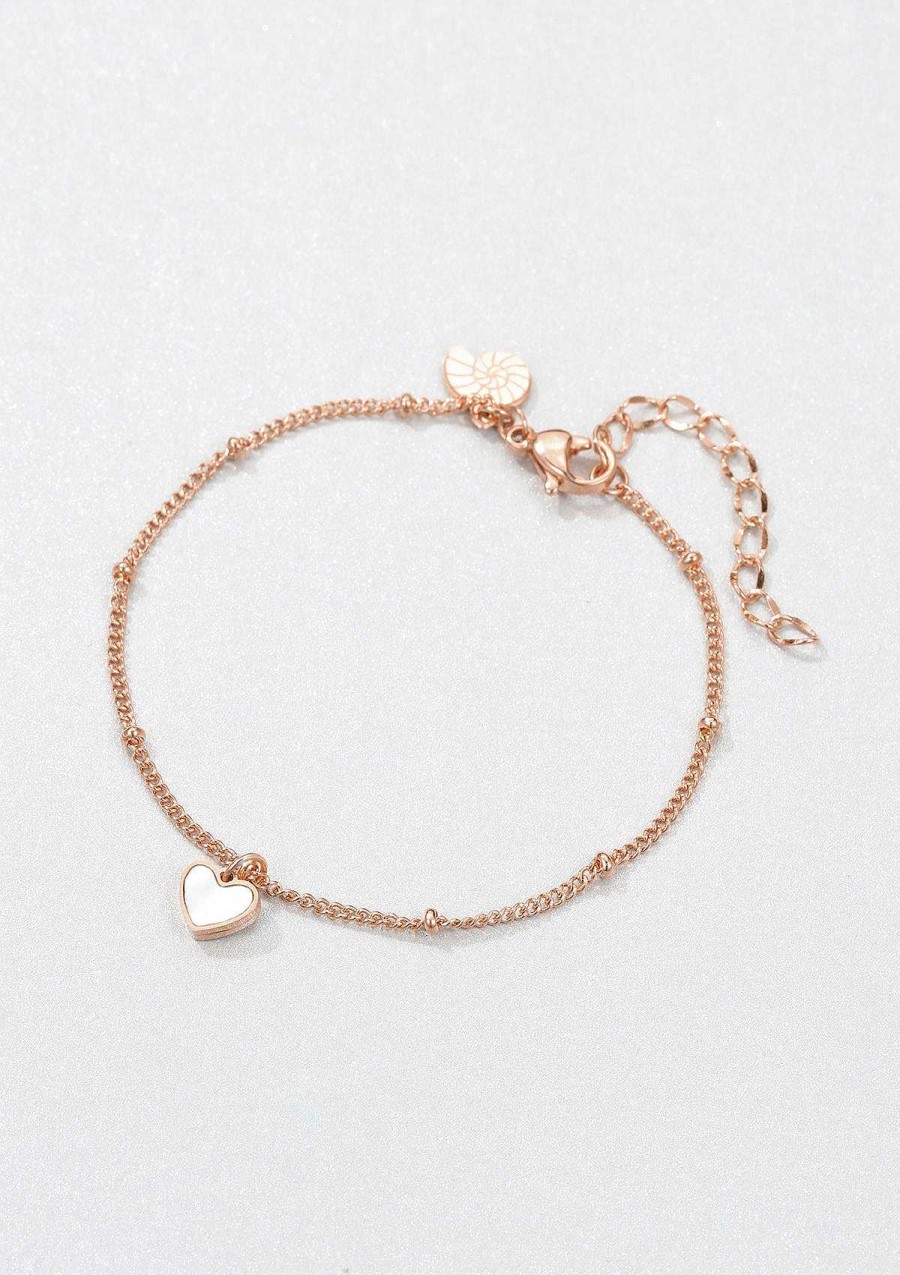 Armb Nder Hey Happiness | Muschelschale Herz Armband In Rosegold Rose Gold