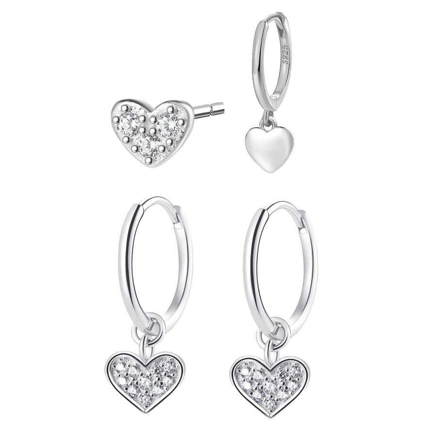 Layering Schmuck Hey Happiness | Sweetheart Sterlingsilber Ohrringe Set Silver