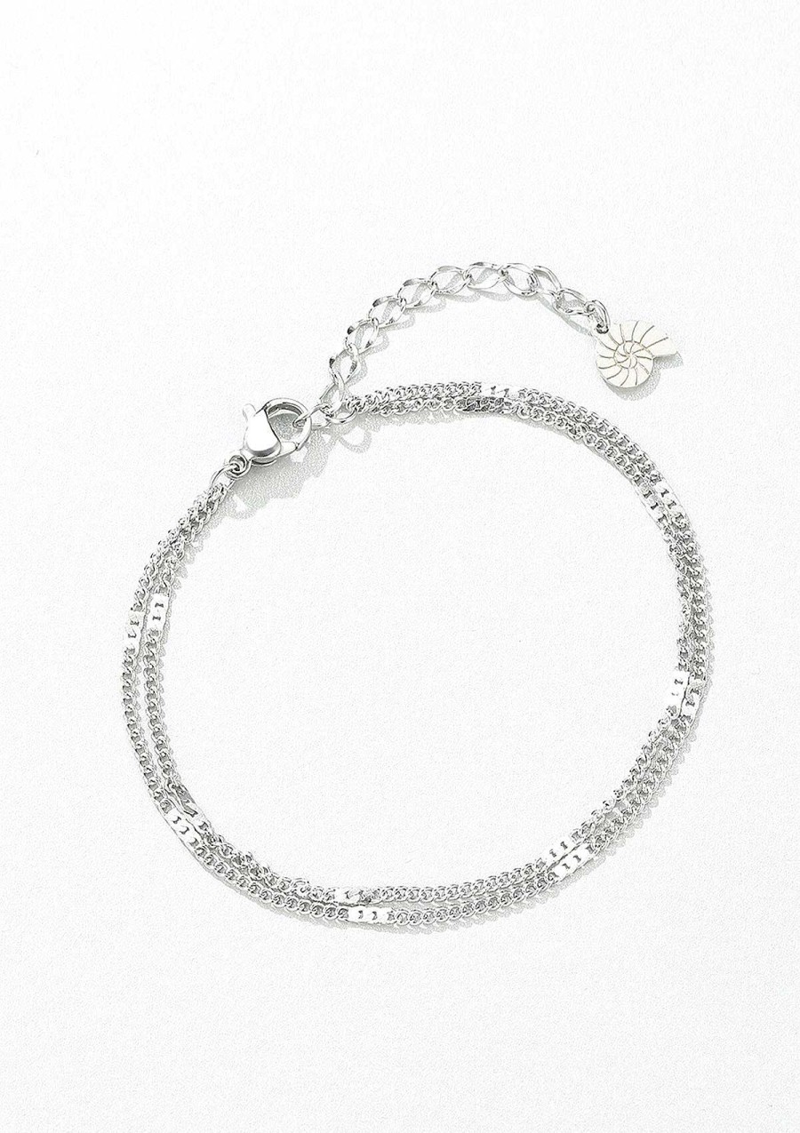 Armb Nder Hey Happiness | Panzerarmband Zweireihig In Silber Silver