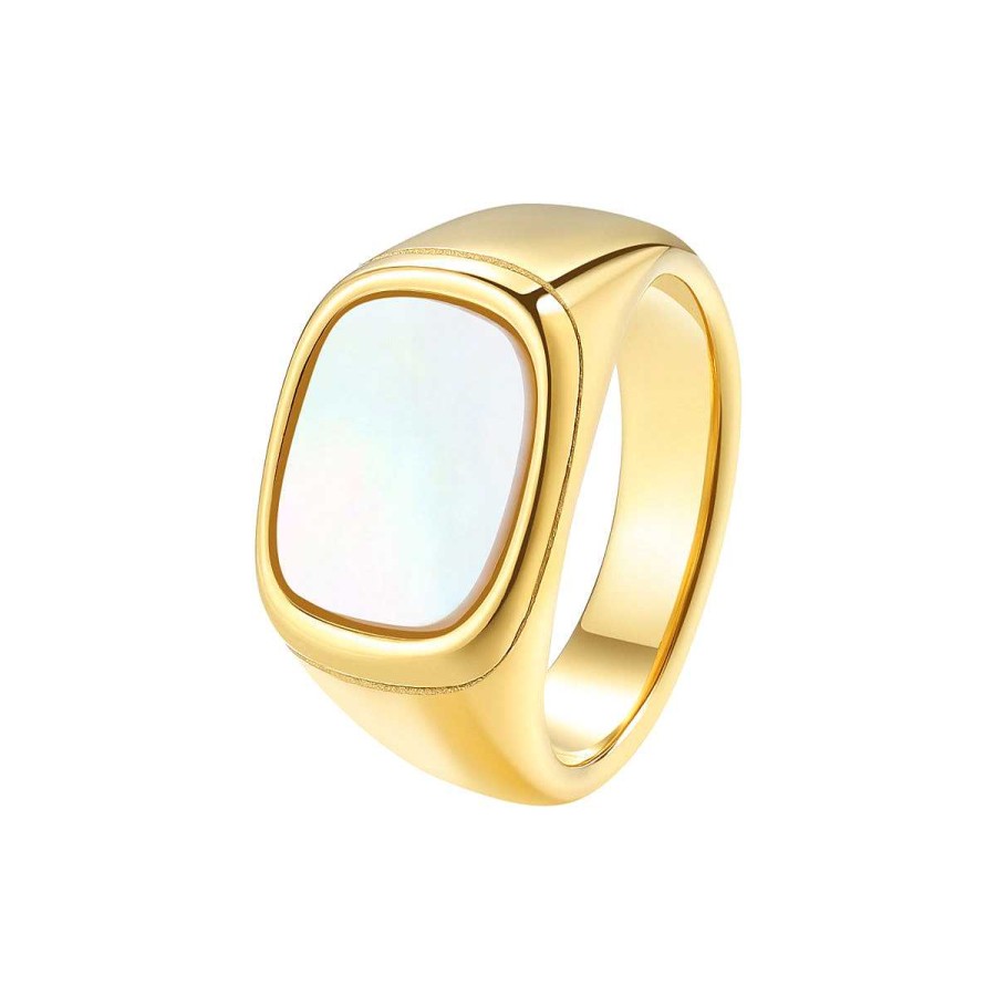 Ringe Hey Happiness | Ver Eter Siegelring Rechteck Mit Muschel Gold