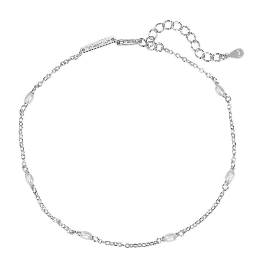 Fu Kettchen Hey Happiness | Perlen Fu Kette Sterlingsilber Silver