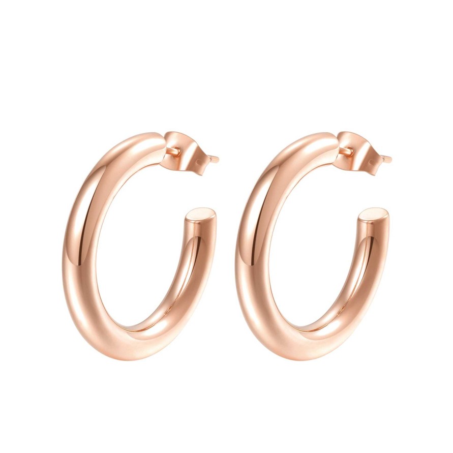 Ohrringe Hey Happiness | Mittelgro E Runde Creolen In Rosegold Rose Gold