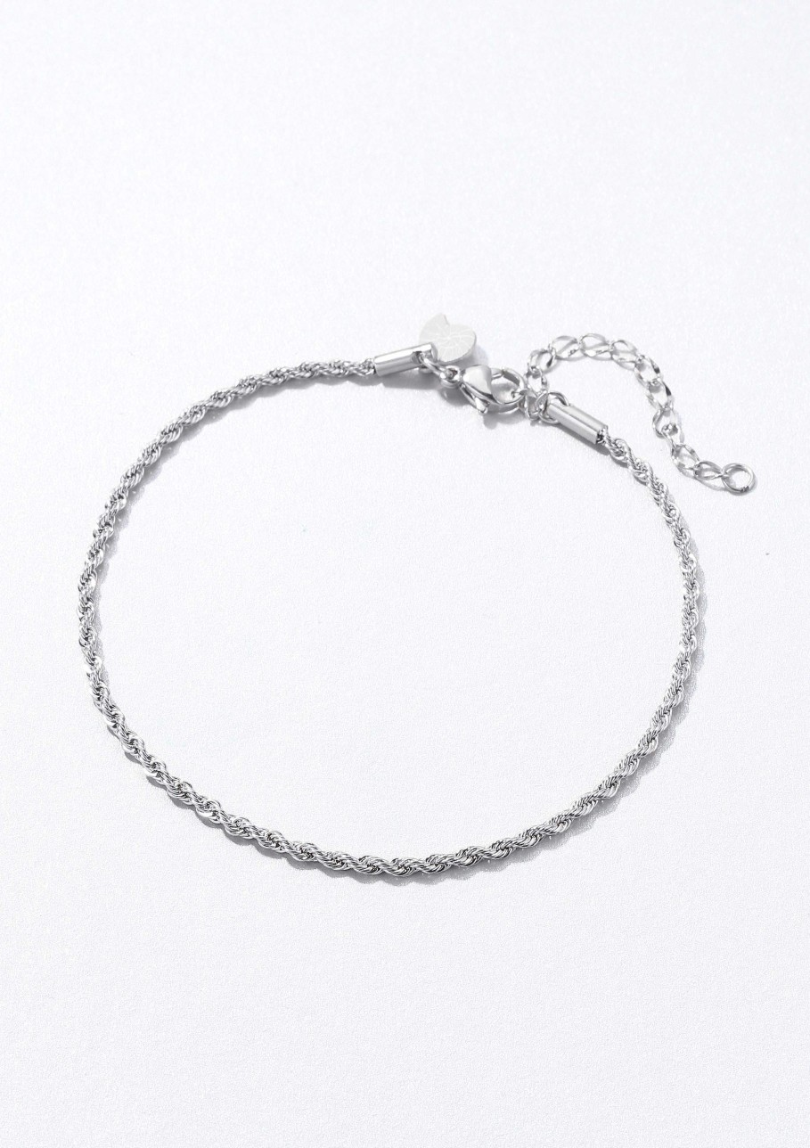 Fu Kettchen Hey Happiness | Fu Kette Mit Kordelkette-Design In Silber Silver