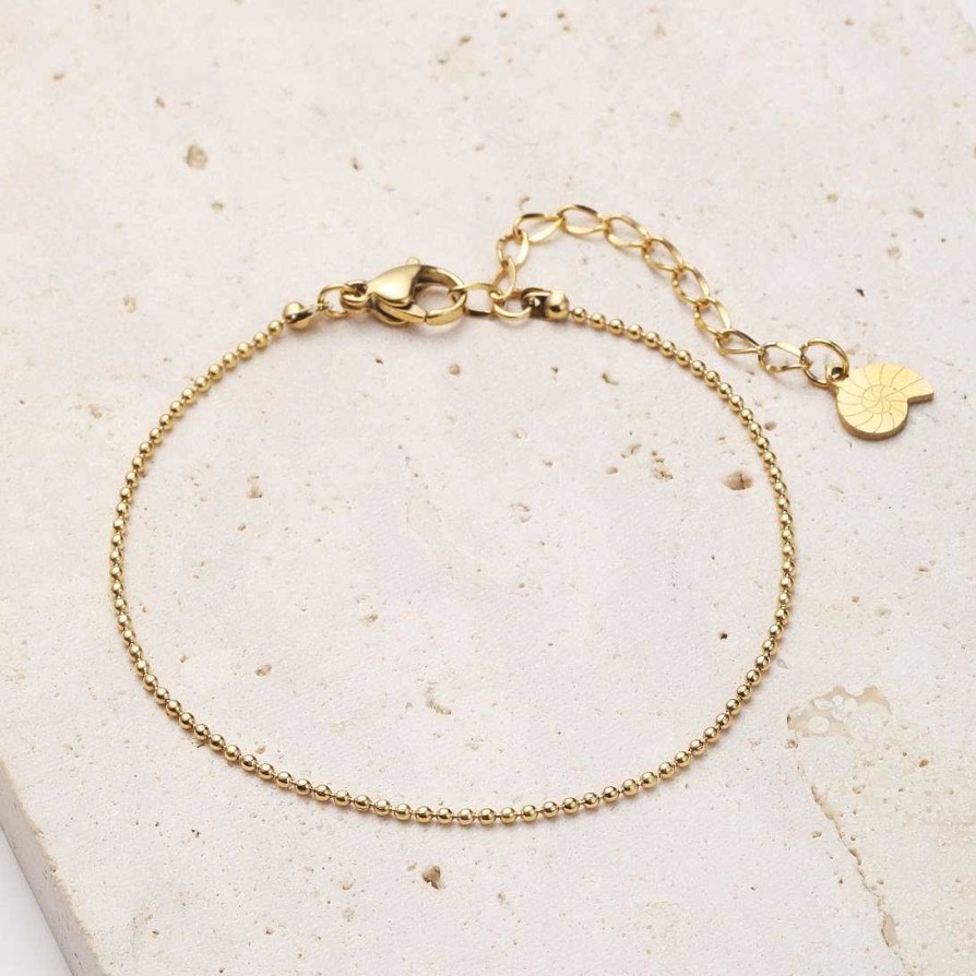 Armb Nder Hey Happiness | Armband In Kugelkette-Design In Gold