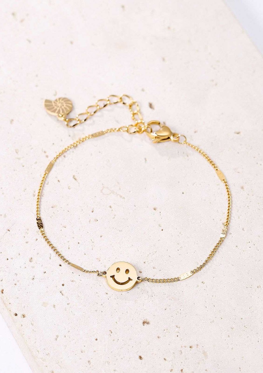 Armb Nder Hey Happiness | Smiley Gesicht Anh Nger Armband In Gold