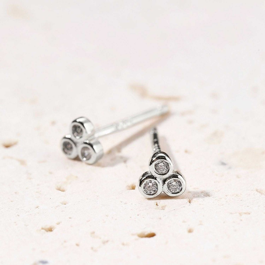 Ohrringe Hey Happiness | Wei E Triad Ohrstecker Aus Sterlingsilber Silver