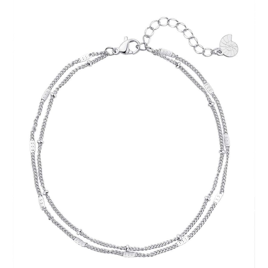 Fu Kettchen Hey Happiness | Zweireihige Fu Kette In Silber Silver