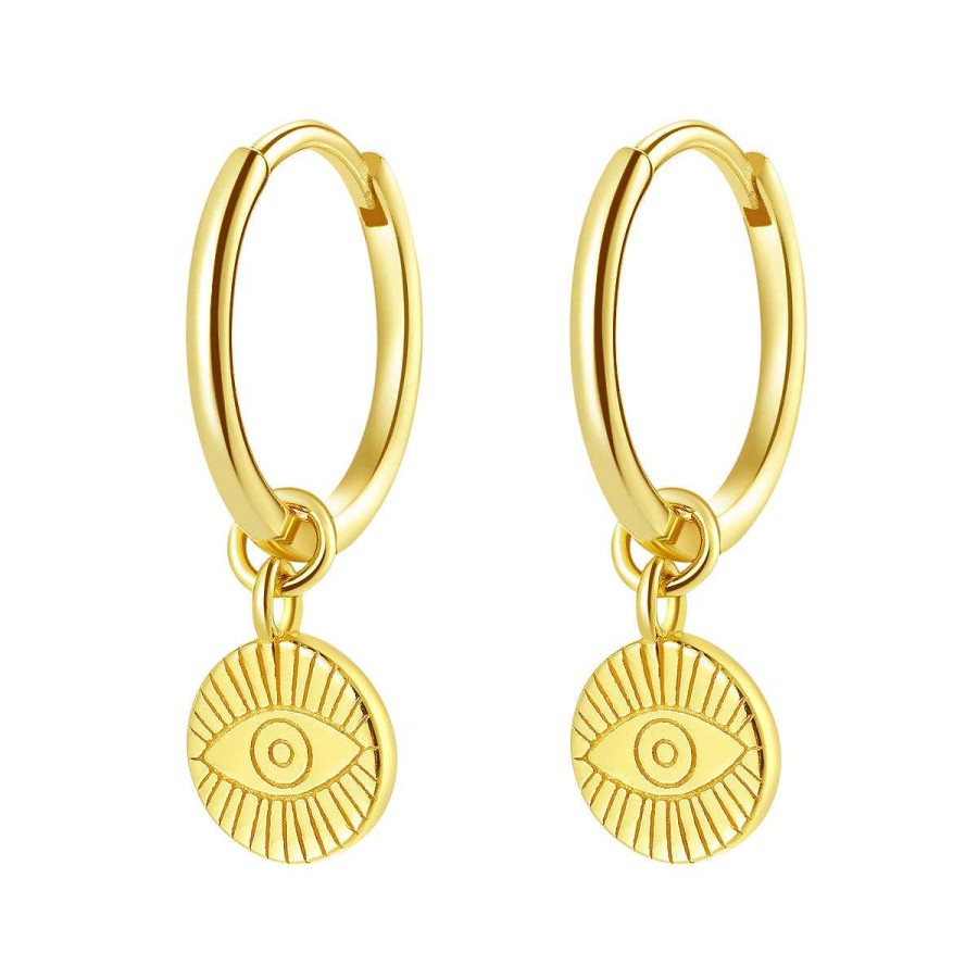 Ohrringe Hey Happiness | Creolen Evil Eye Anh Nger Sterlingsilber In Gold