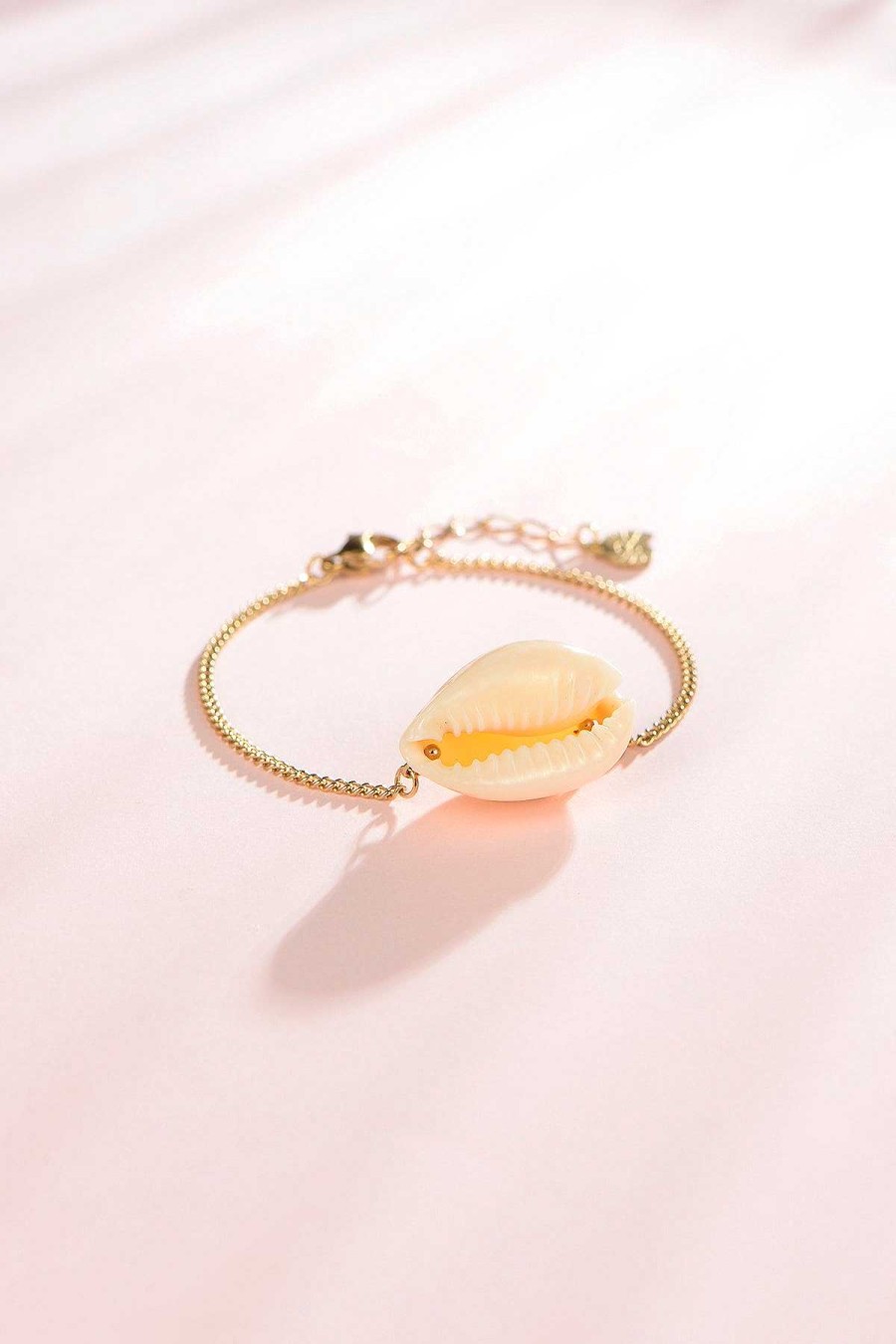 Armb Nder Hey Happiness | Muschel Armband Farbe Gold