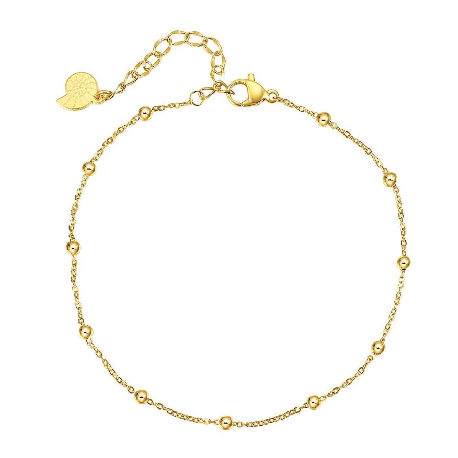 Fu Kettchen Hey Happiness | Filigrane Fu Kette Mit Kugeln In Farbe Gold