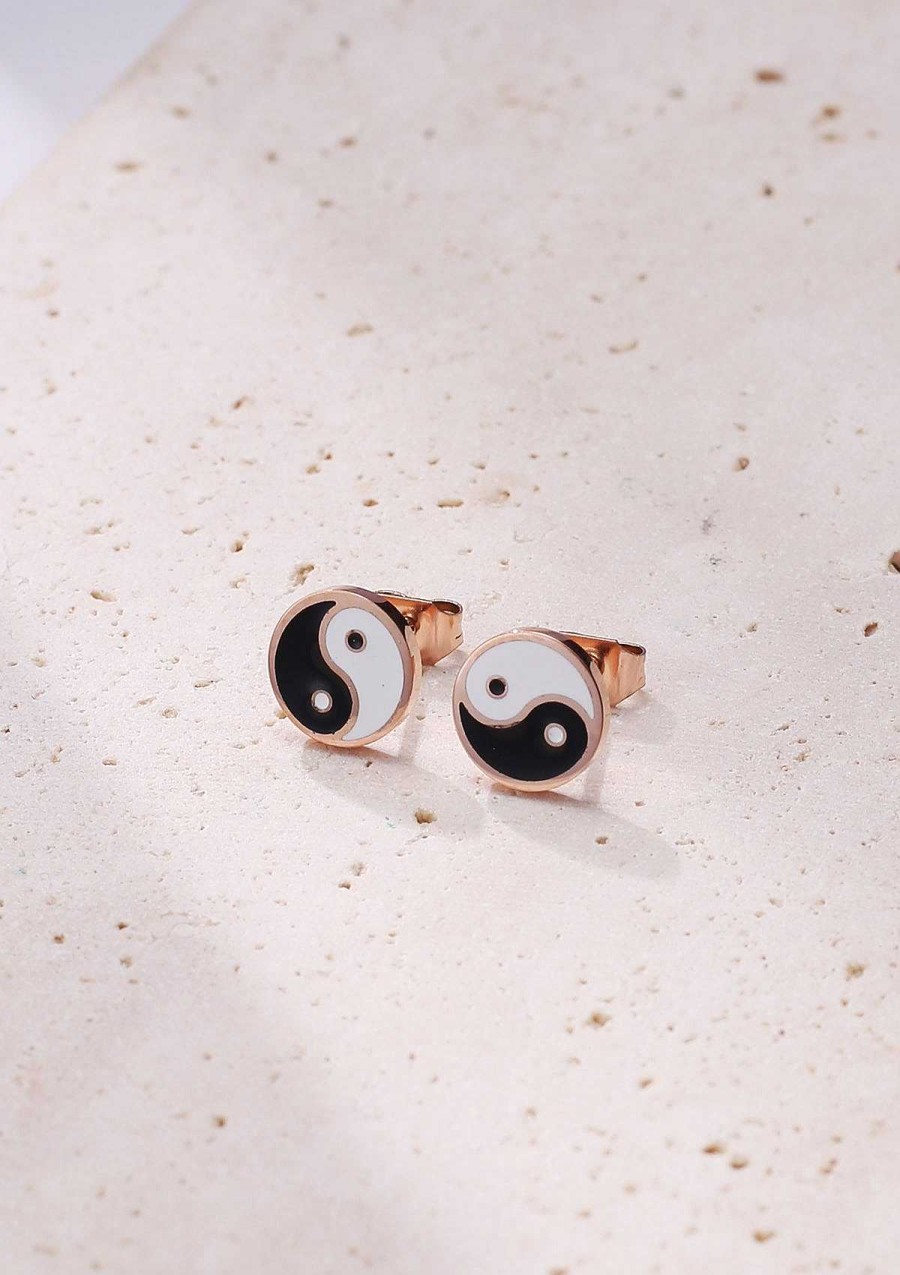 Ohrringe Hey Happiness | Yin Yang Ohrstecker In Rosegold Rose Gold