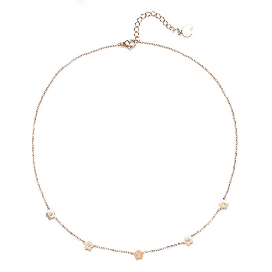 Ketten Hey Happiness | Zierliche Blume Charm Kette In Rosegold Rose Gold