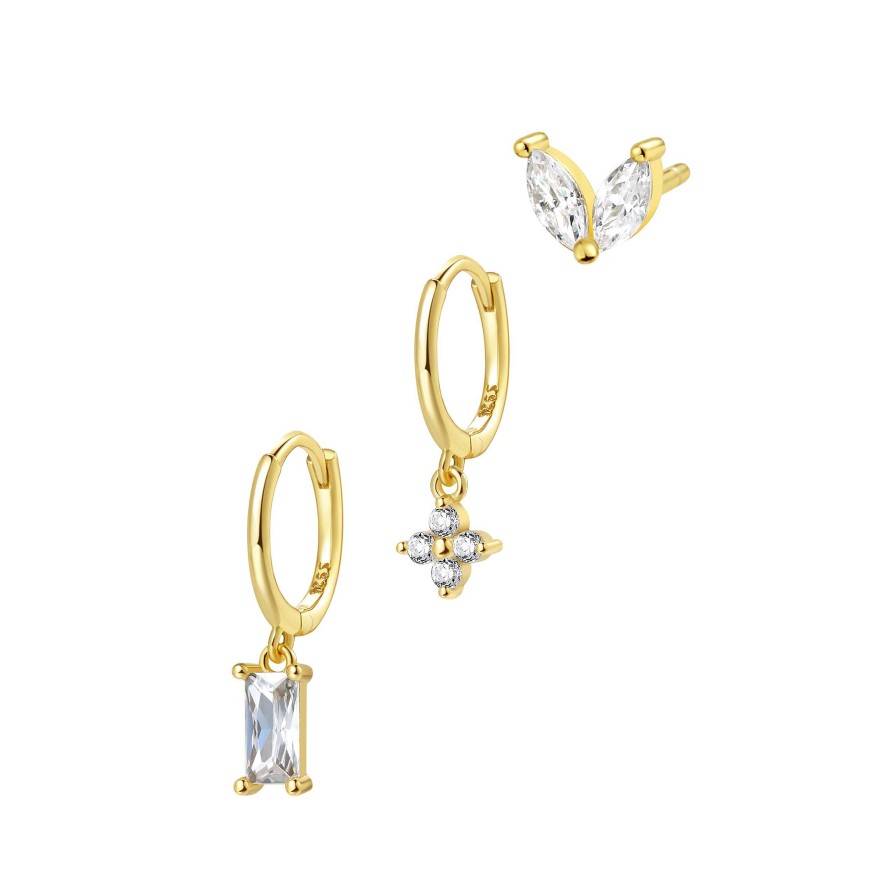 Layering Schmuck Hey Happiness | 3Er Set Stacking Ohrringe Sterlingsilber Ver Et Gold