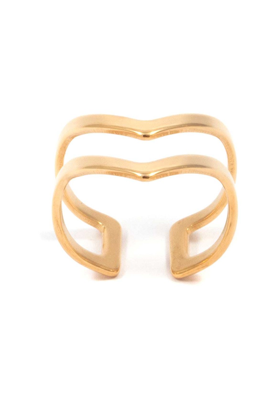 Ringe Hey Happiness | Doppel Chevron Ring In Gold