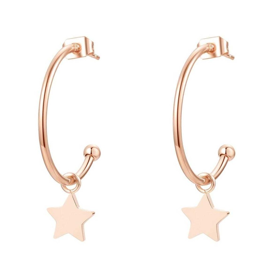 Ohrringe Hey Happiness | Stern Creolen In Rosegold Rose Gold