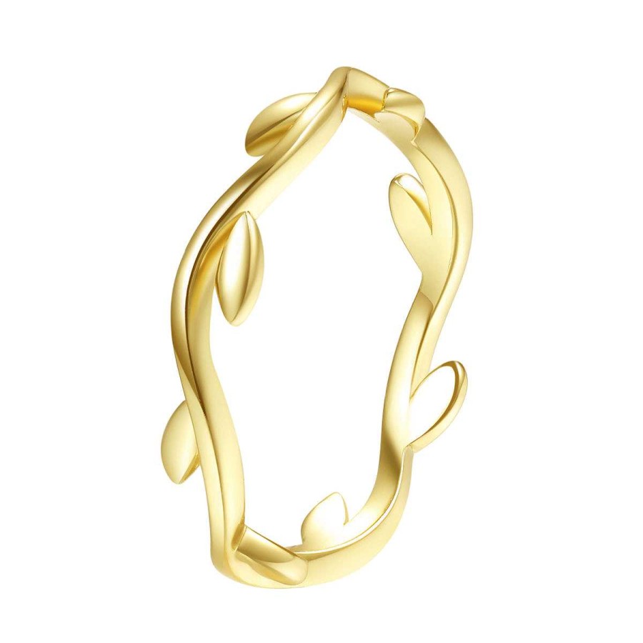 Ringe Hey Happiness | Lorbeer Ring Sterlingsilber In Gold