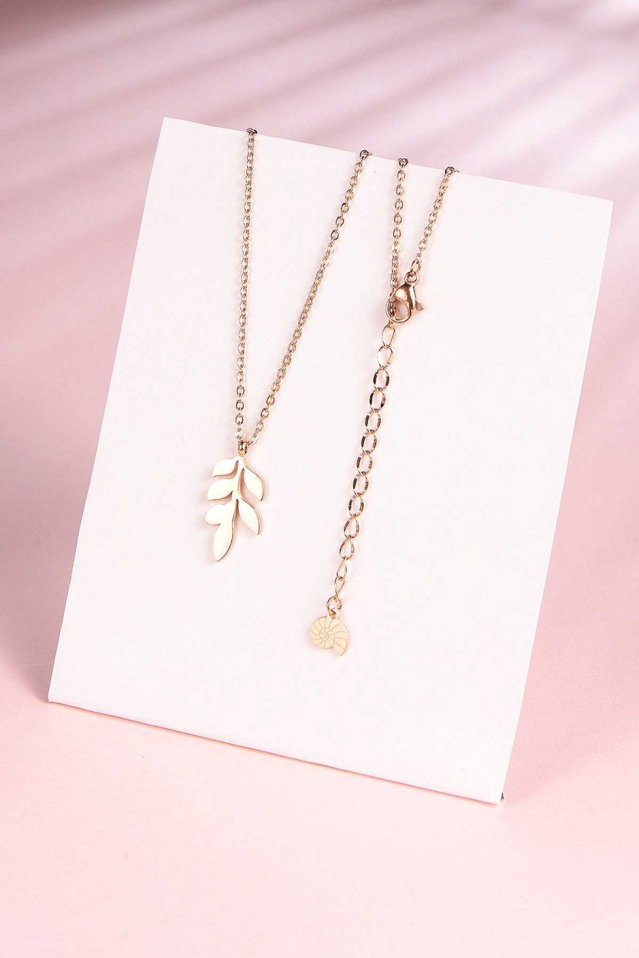 Ketten Hey Happiness | Rosegold Kette Blatt Anh Nger Rose Gold