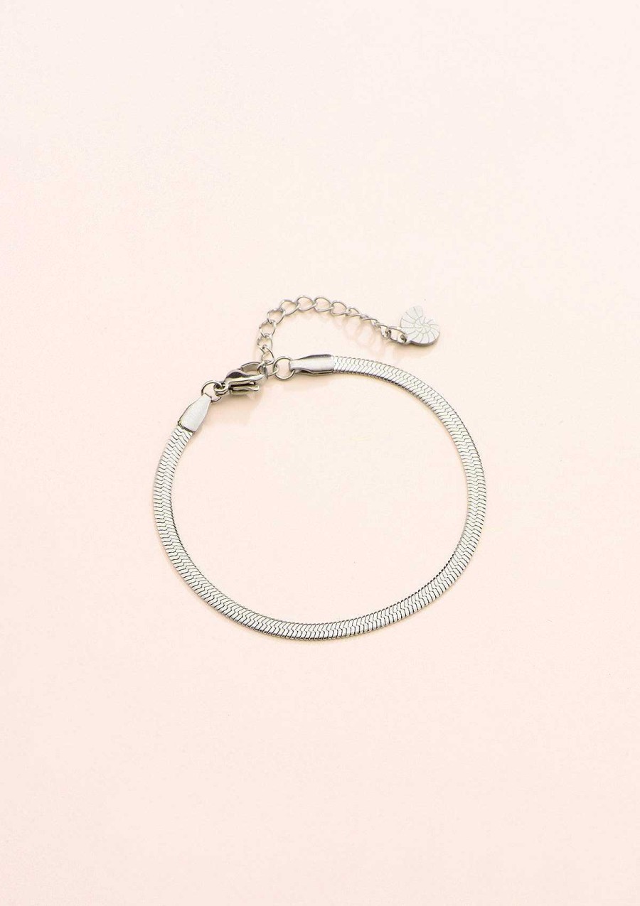 Armb Nder Hey Happiness | Schlangenarmband Silberfarbe Silver