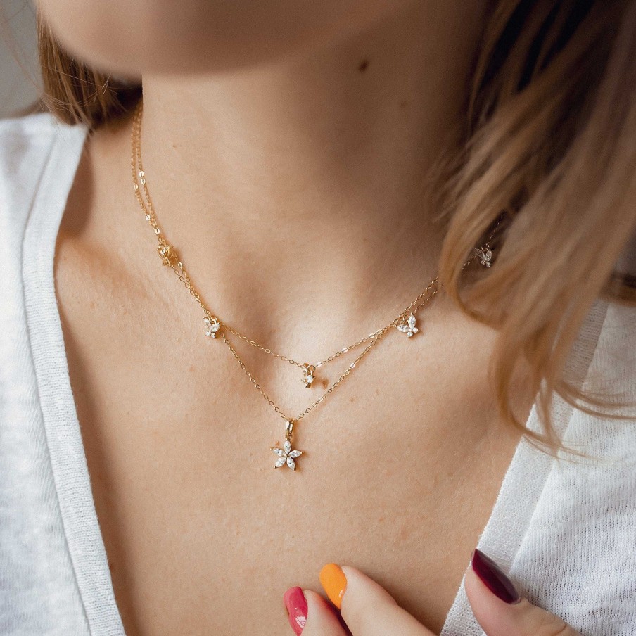 Layering Schmuck Hey Happiness | G Nsebl Mchen Und Schmetterling Ketten Set In Gold