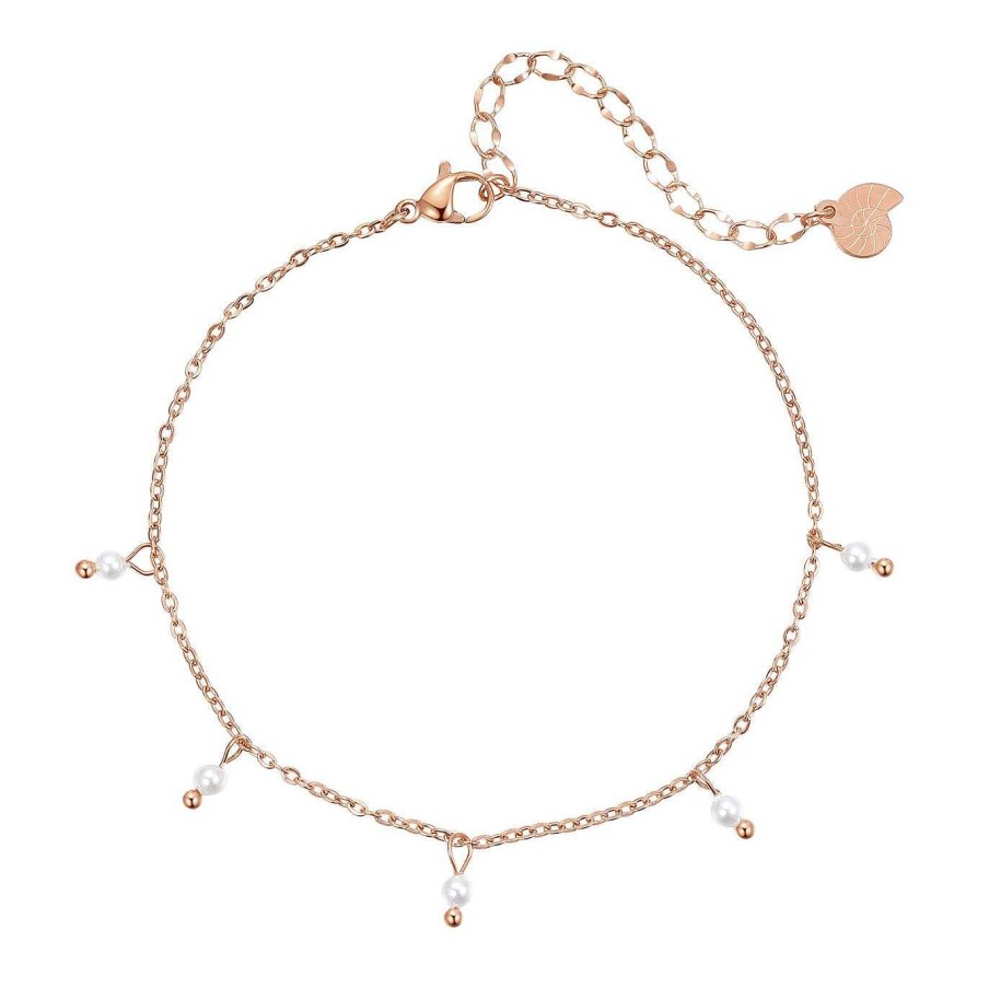 Fu Kettchen Hey Happiness | Cinque Perlen Fu Kette Rosegold Rose Gold