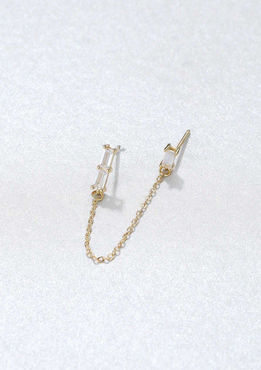 Ohrringe Hey Happiness | Baguette Ear Cuff Ver Eter Sterlingsilber Gold