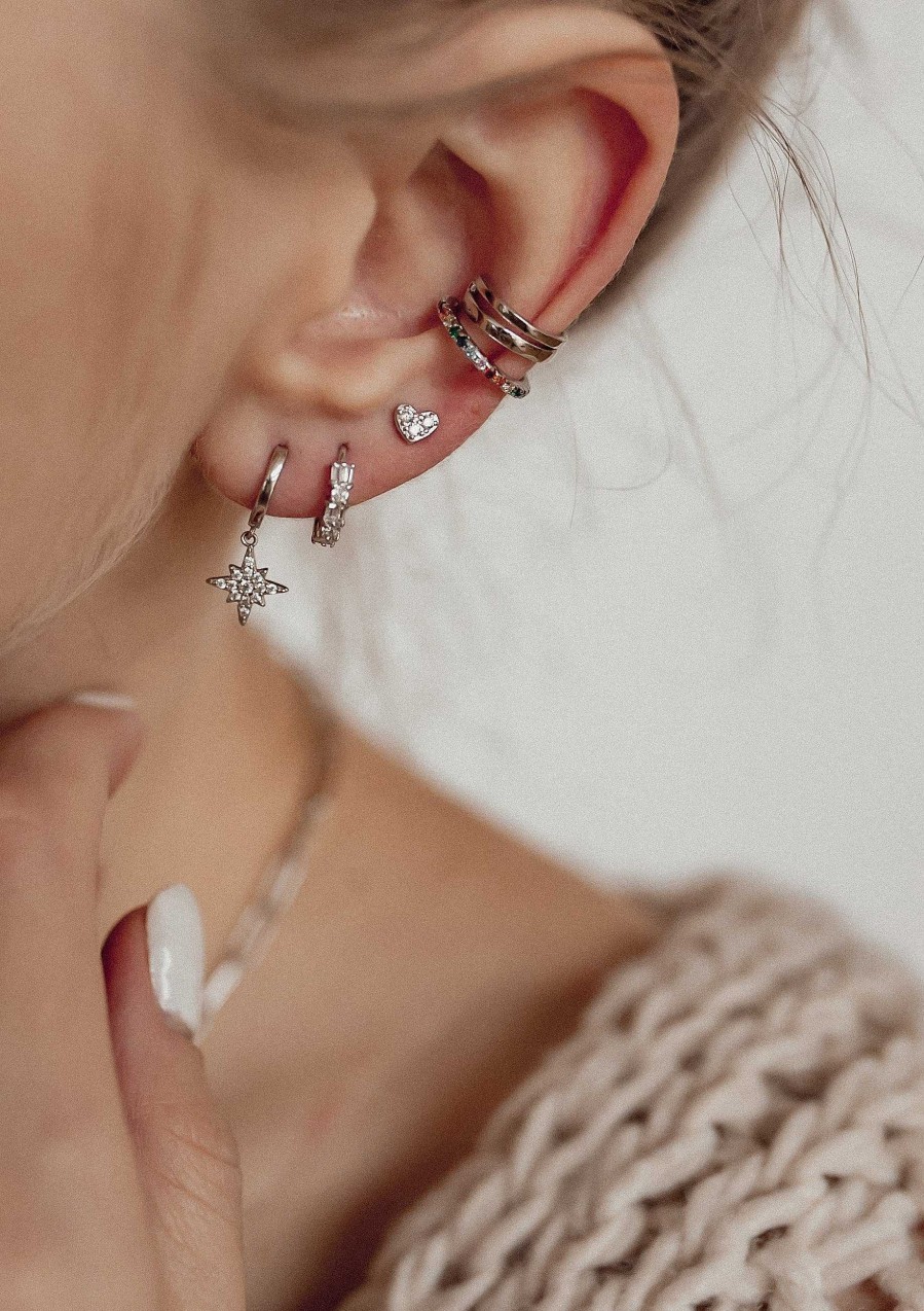 Ohrringe Hey Happiness | Ear Cuff Ohrring Mit Bunten Strasssteinen Sterlingsilber Silver