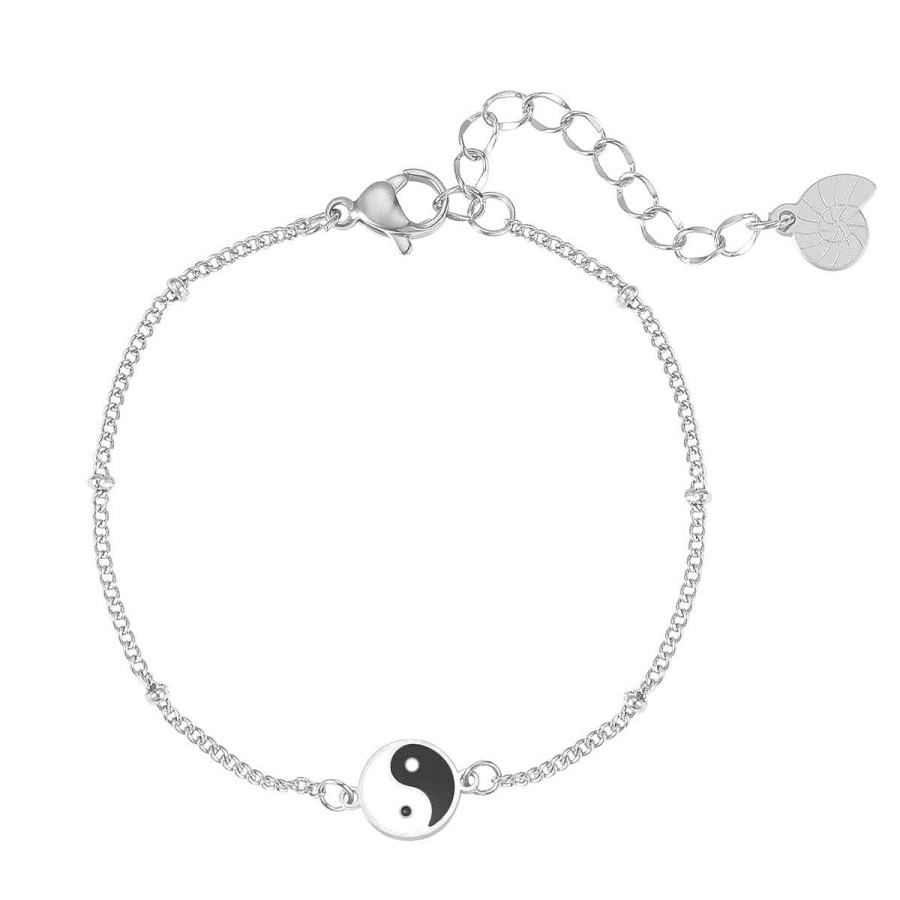 Armb Nder Hey Happiness | Yin Yang Armband Im Kugelkette-Design In Silber Silver