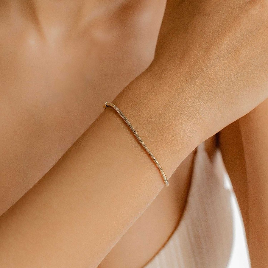 Armb Nder Hey Happiness | Rundes Schlangenarmband Gold