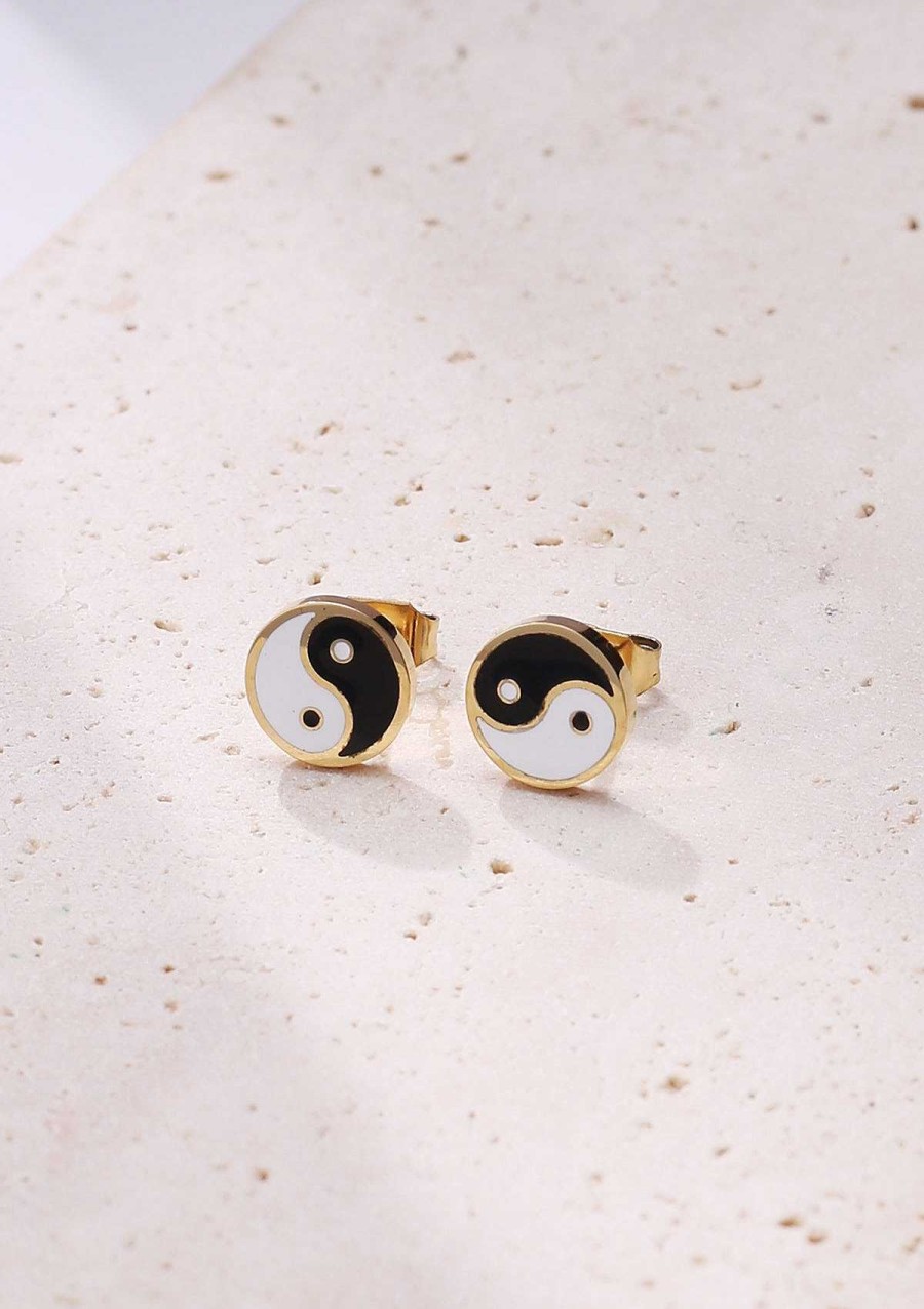 Ohrringe Hey Happiness | Yin Yang Ohrstecker In Gold