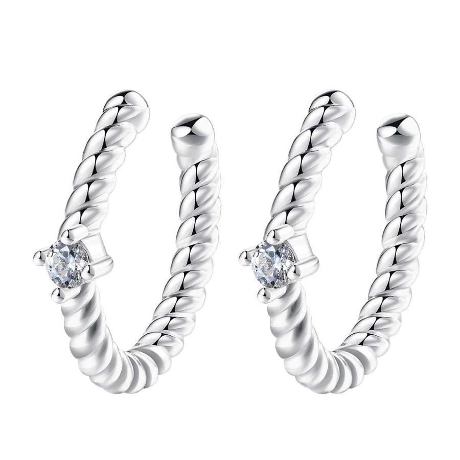 Ohrringe Hey Happiness | Zirkonia Ear Cuff Kordeldesign Sterlingsilber Silver