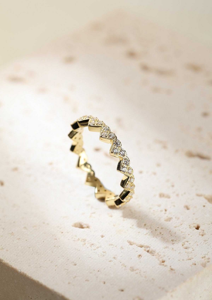 Ringe Hey Happiness | Herzchen Ring Sterlingsilber In Gold