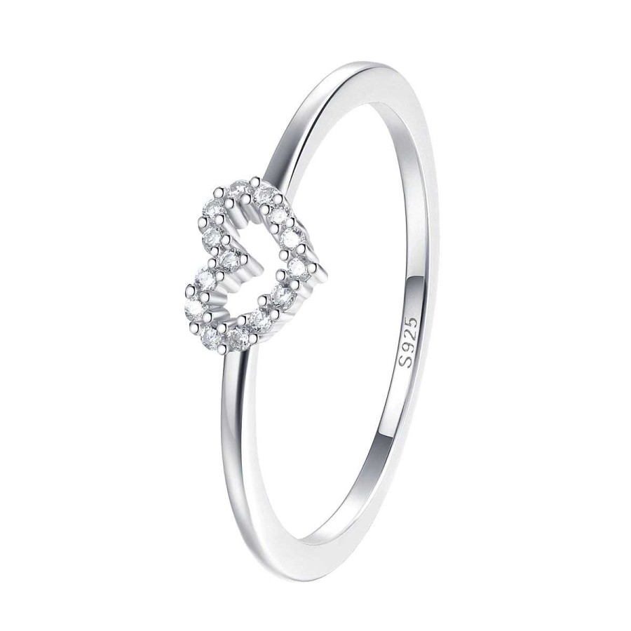 Ringe Hey Happiness | Funkelnder Herz Ring Sterlingsilber Silver