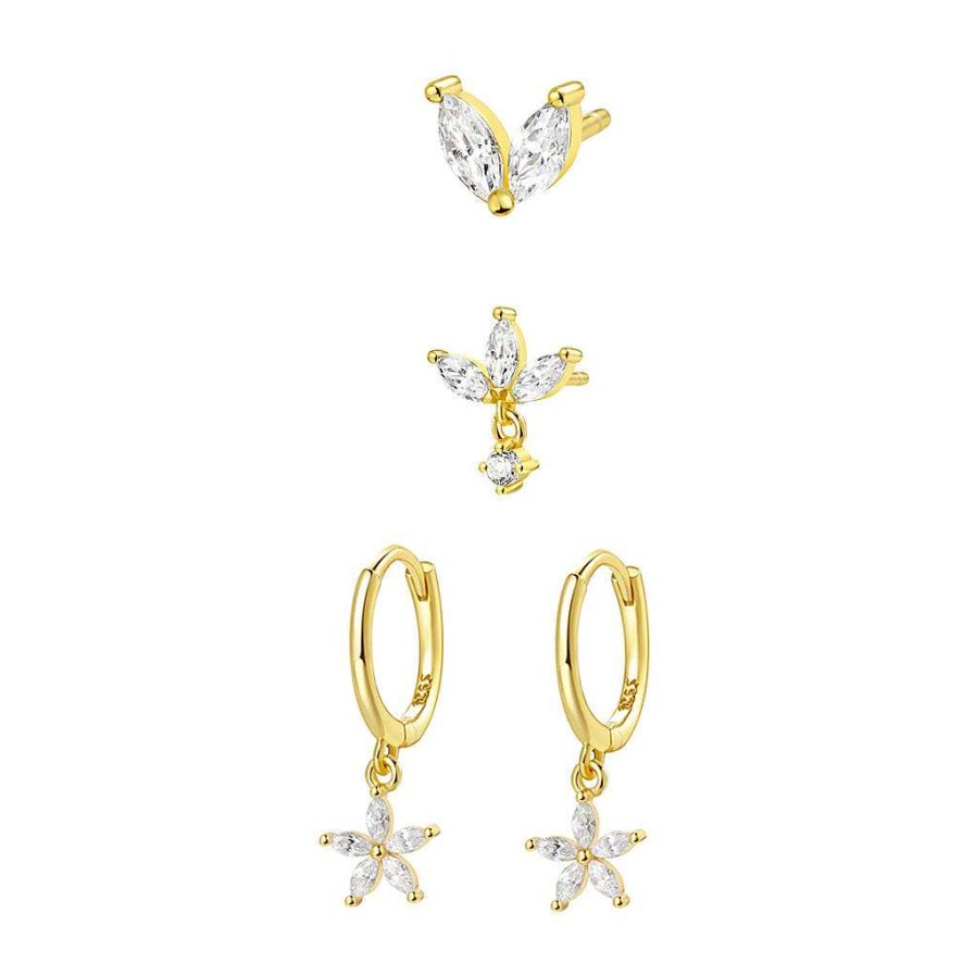 Layering Schmuck Hey Happiness | Ver Ete Sterlingsilber Ohrringe Blumen Set Gold