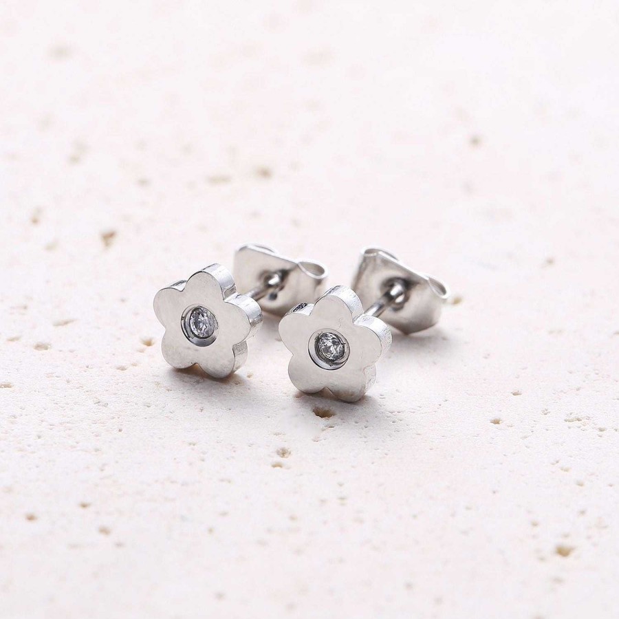 Ohrringe Hey Happiness | Zierliche Blume Ohrstecker In Silber Silver