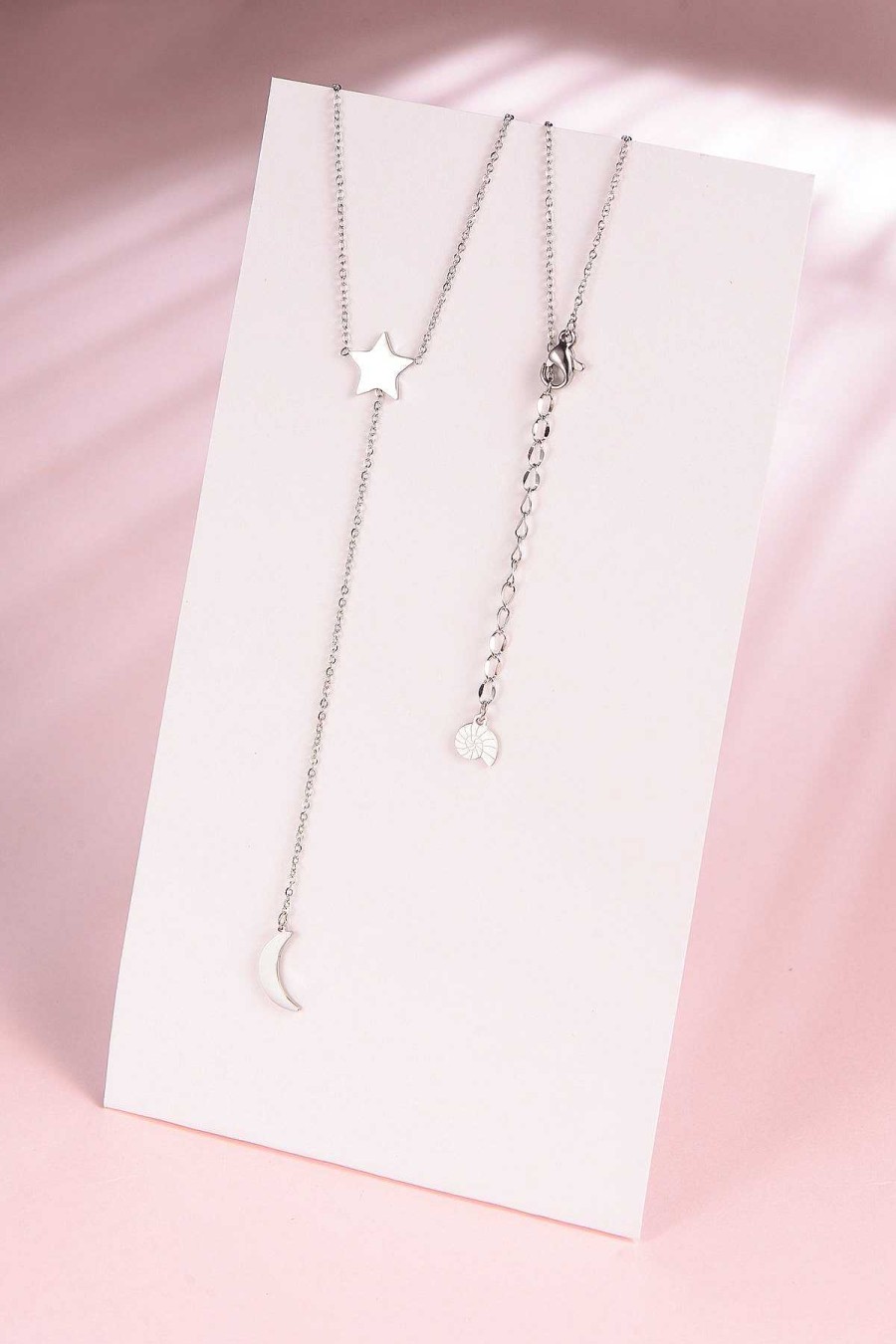 Ketten Hey Happiness | Stern Und Mond Y Kette Lasso In Silberfarbe Silver