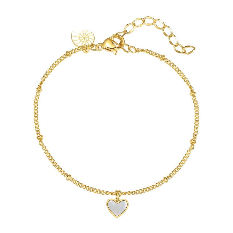 Armb Nder Hey Happiness | Muschelschale Herz Armband In Farbe Gold